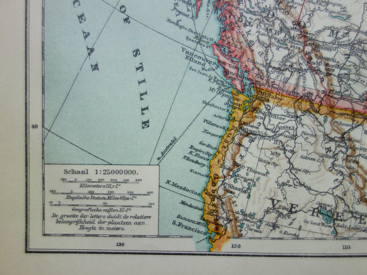 Vintage-Karte von Kanada, Grönland und Alaska, originale antike niederländische Karte - alte Karten