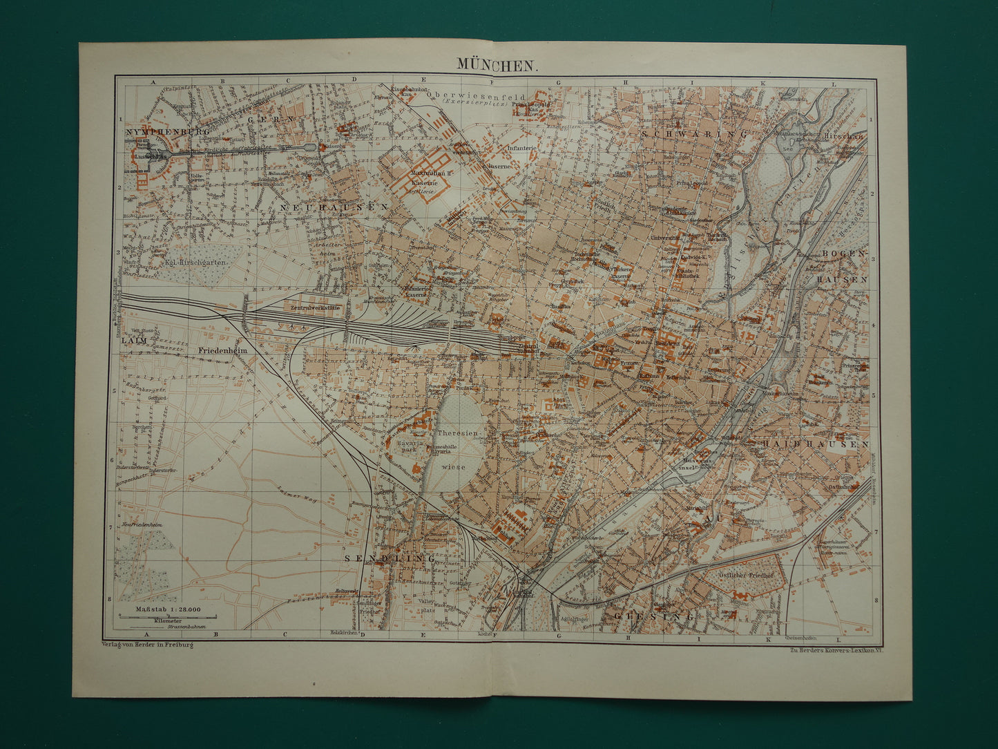 München antieke plattegrond 100+ jaar oude kaart van München Beieren Duitsland uit 1921 originele vintage historische kaarten