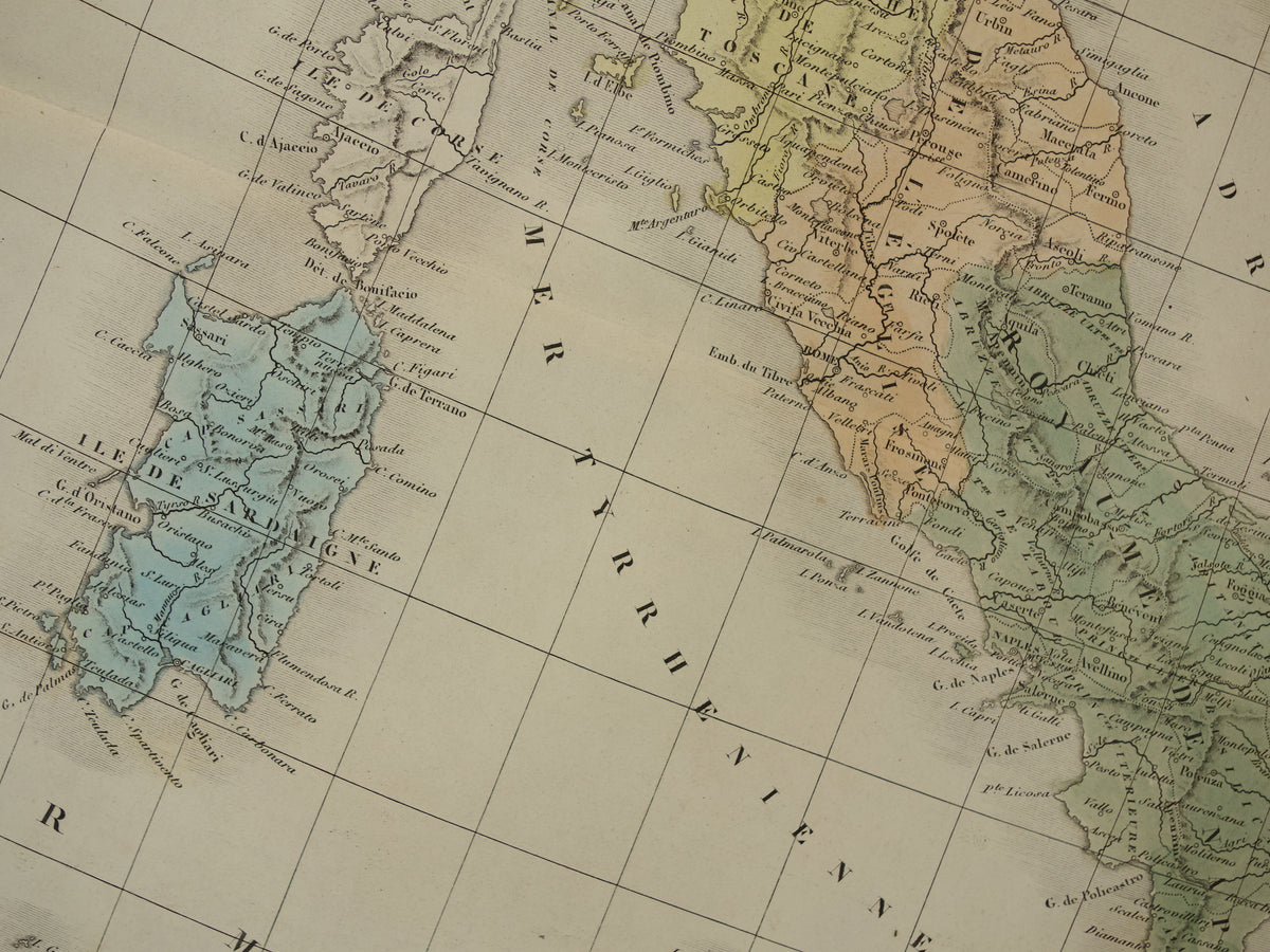Alte Karte von Italien aus dem Jahr 1859. Originale antike französische Karte von Italien.