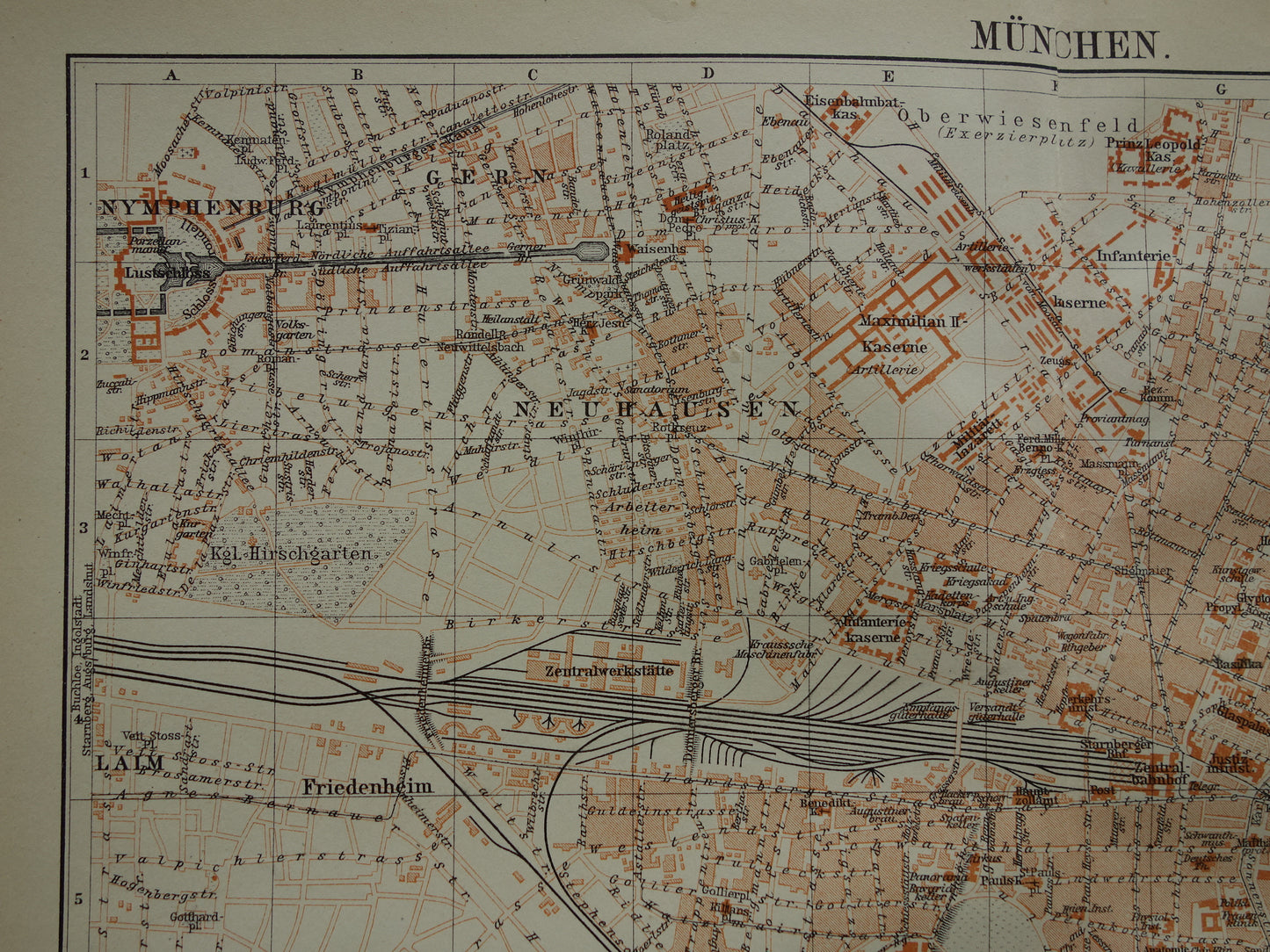 München antieke plattegrond 100+ jaar oude kaart van München Beieren Duitsland uit 1921 originele vintage historische kaarten