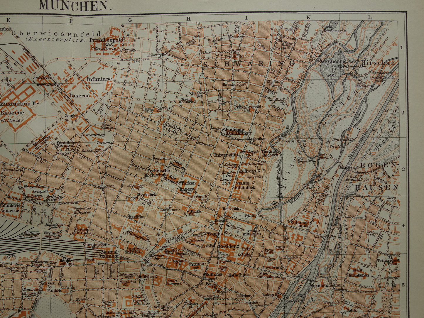 München antieke plattegrond 100+ jaar oude kaart van München Beieren Duitsland uit 1921 originele vintage historische kaarten