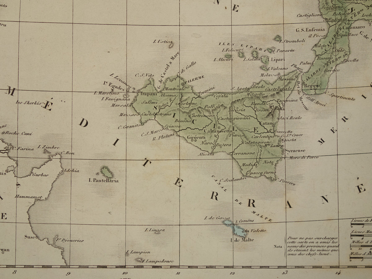 Alte Karte von Italien aus dem Jahr 1859. Originale antike französische Karte von Italien.