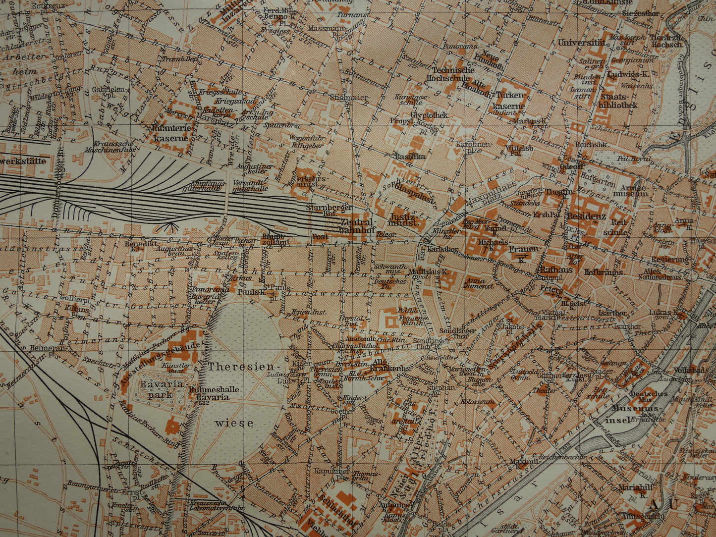 München antieke plattegrond 100+ jaar oude kaart van München Beieren Duitsland uit 1921 originele vintage historische kaarten