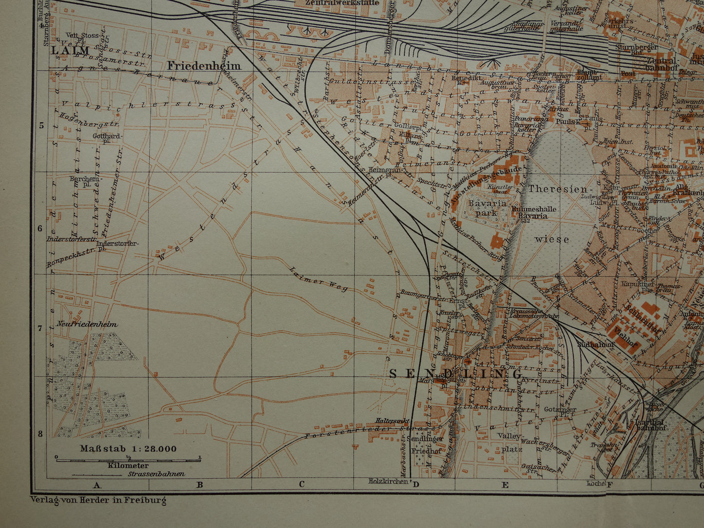 München antieke plattegrond 100+ jaar oude kaart van München Beieren Duitsland uit 1921 originele vintage historische kaarten