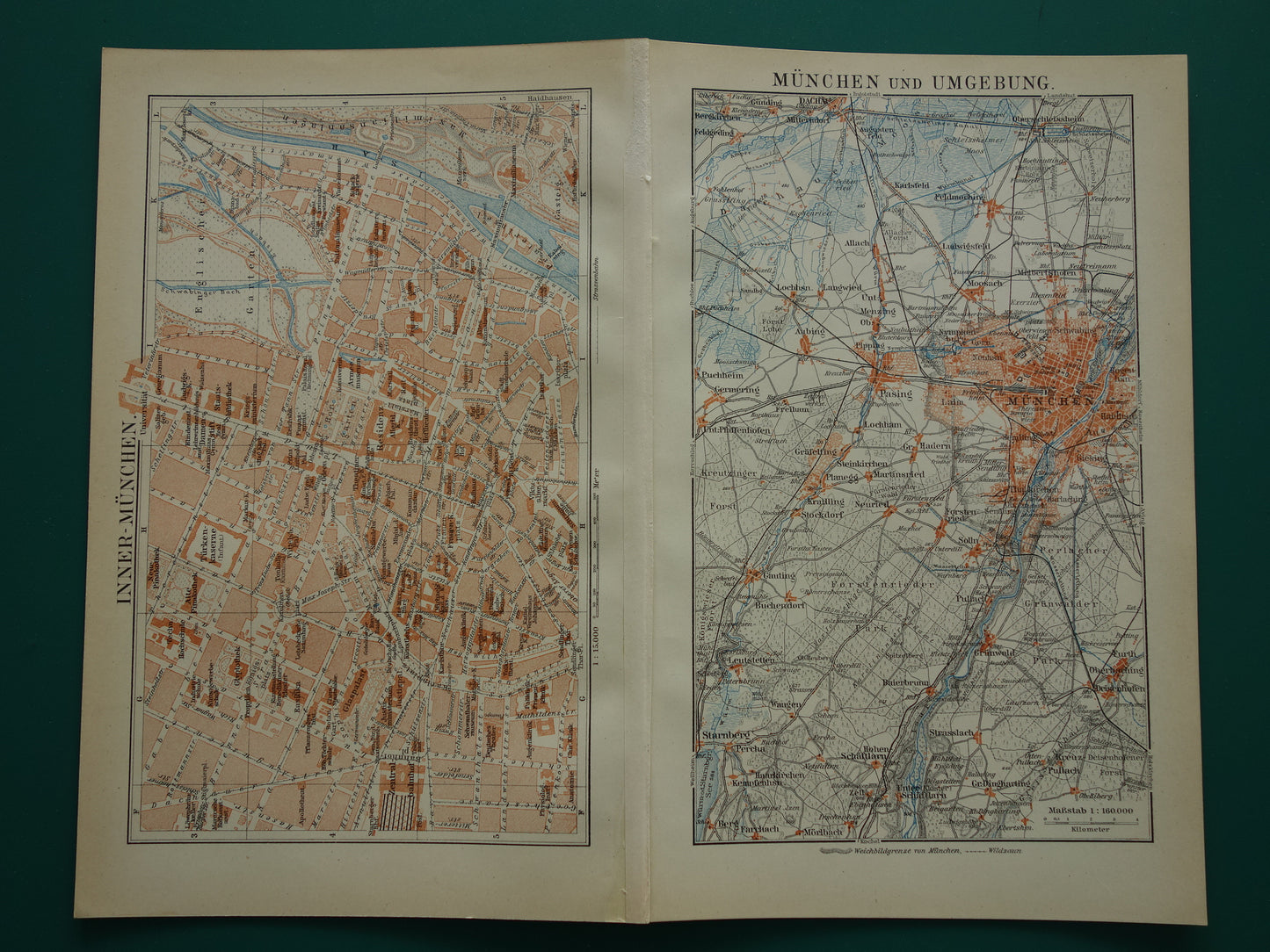 München antieke plattegrond 100+ jaar oude kaart van München Beieren Duitsland uit 1921 originele vintage historische kaarten