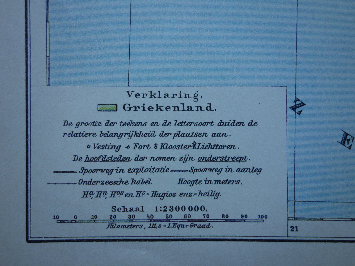 Alte Karte von Griechenland aus dem Jahr 1917. Originale antike niederländische Karte.