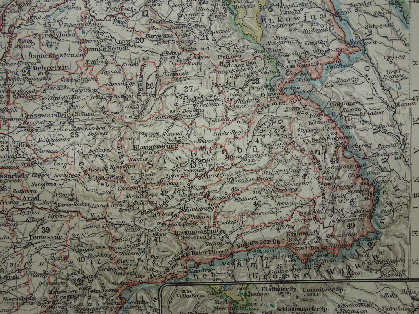 HONGARIJE oude landkaart van Hongarije 1921 originele vintage Duitse kaart Budapest