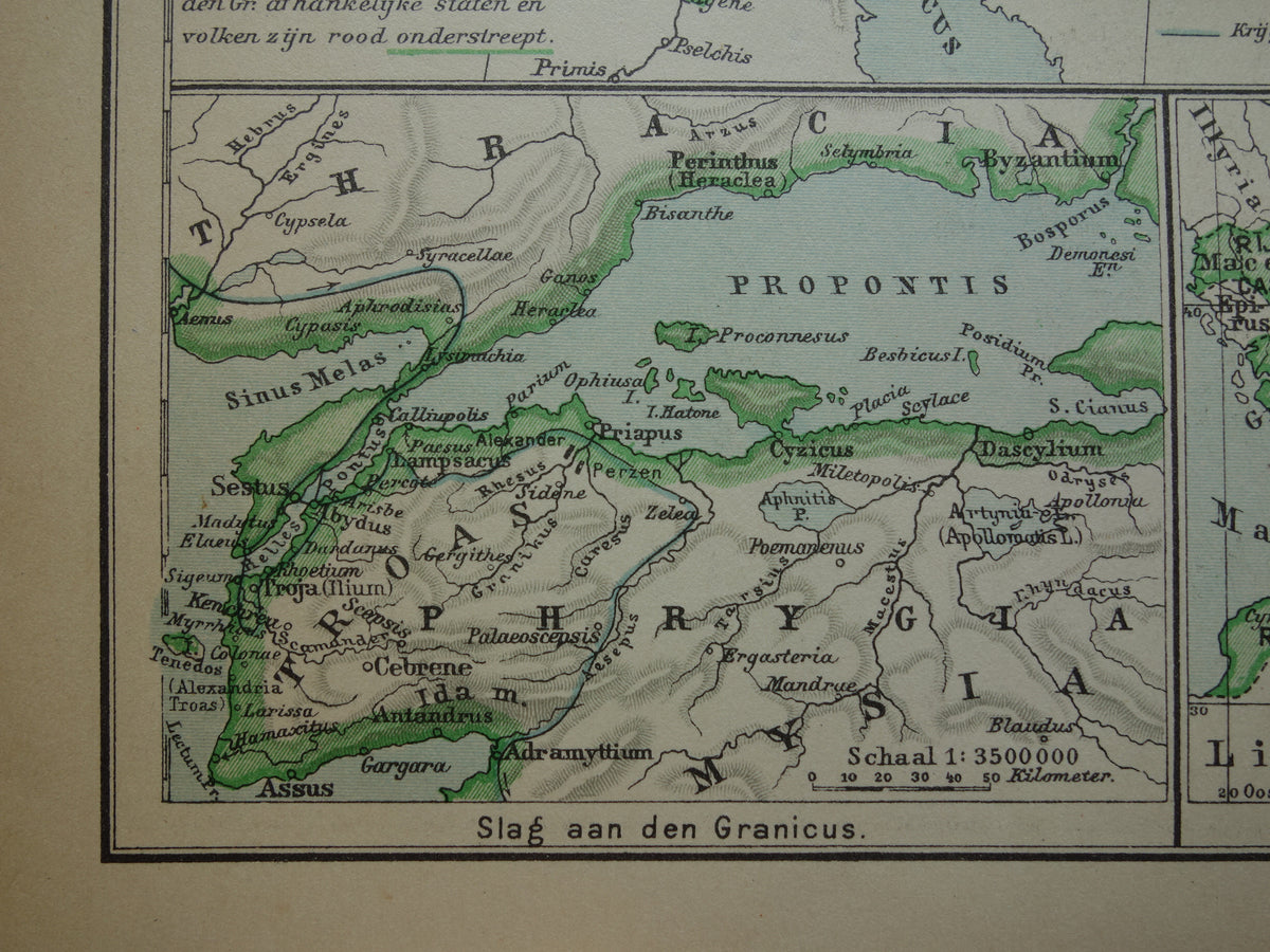 Map of the Empire of Alexander the Great from 1932 - Old Dutch map Macedonian Alexandrian Empire vintage map