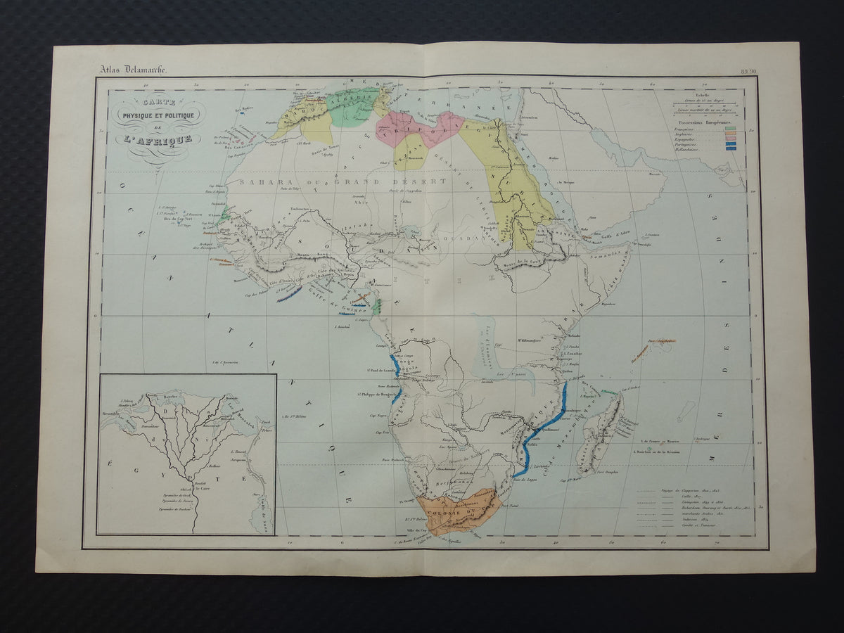 Oude kaart van Afrika uit 1859 Originele antieke Franse landkaart