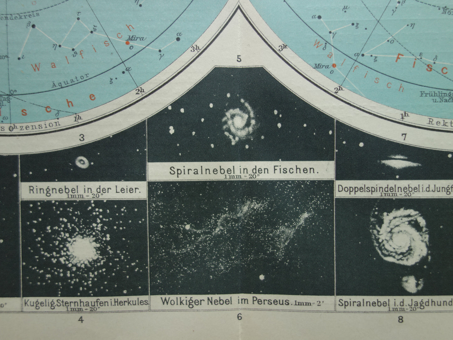 1921 oude kaart van de sterrenhemel antieke astronomie prent noordelijke en zuidelijke hemel vintage print