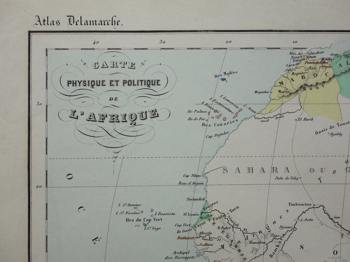 Oude kaart van Afrika uit 1859 Originele antieke Franse landkaart