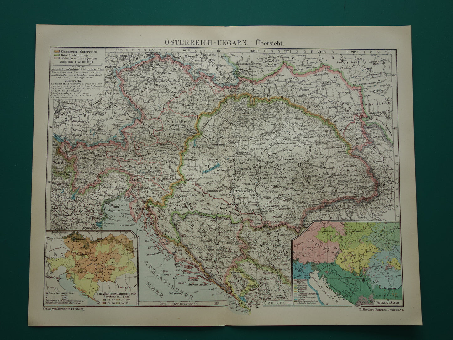 Oude kaart van Oostenrijk Hongarije uit het jaar 1921 antieke landkaart uiteenvallen Oostenrijks-Hongaarse Rijk