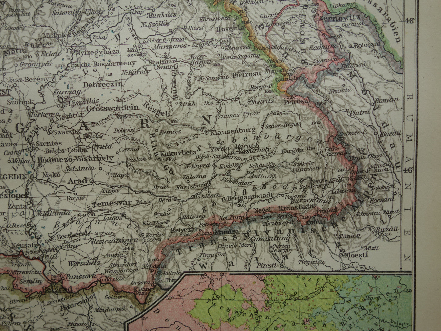 Oude kaart van Oostenrijk Hongarije uit het jaar 1921 antieke landkaart uiteenvallen Oostenrijks-Hongaarse Rijk