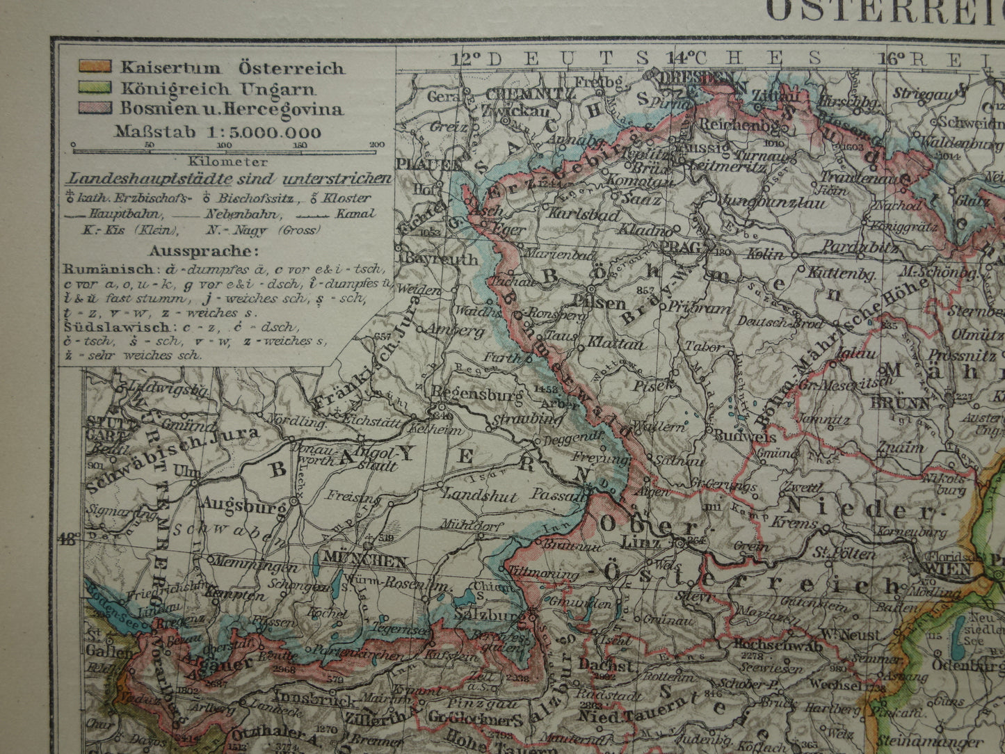 Oude kaart van Oostenrijk Hongarije uit het jaar 1921 antieke landkaart uiteenvallen Oostenrijks-Hongaarse Rijk