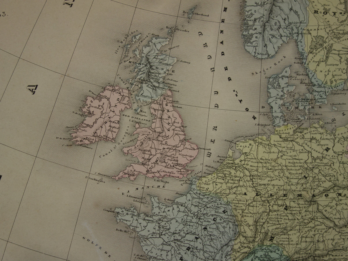 Kaart van Europa tijdens Keizer Karel de Vijfde Antieke landkaart Europees continent 16e eeuw vintage kaarten