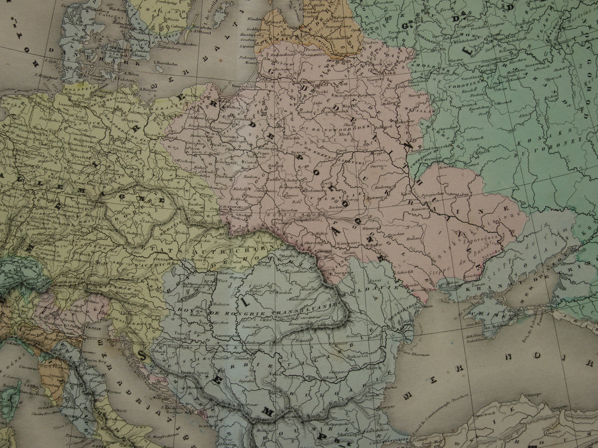 Kaart van Europa tijdens Keizer Karel de Vijfde Antieke landkaart Europees continent 16e eeuw vintage kaarten