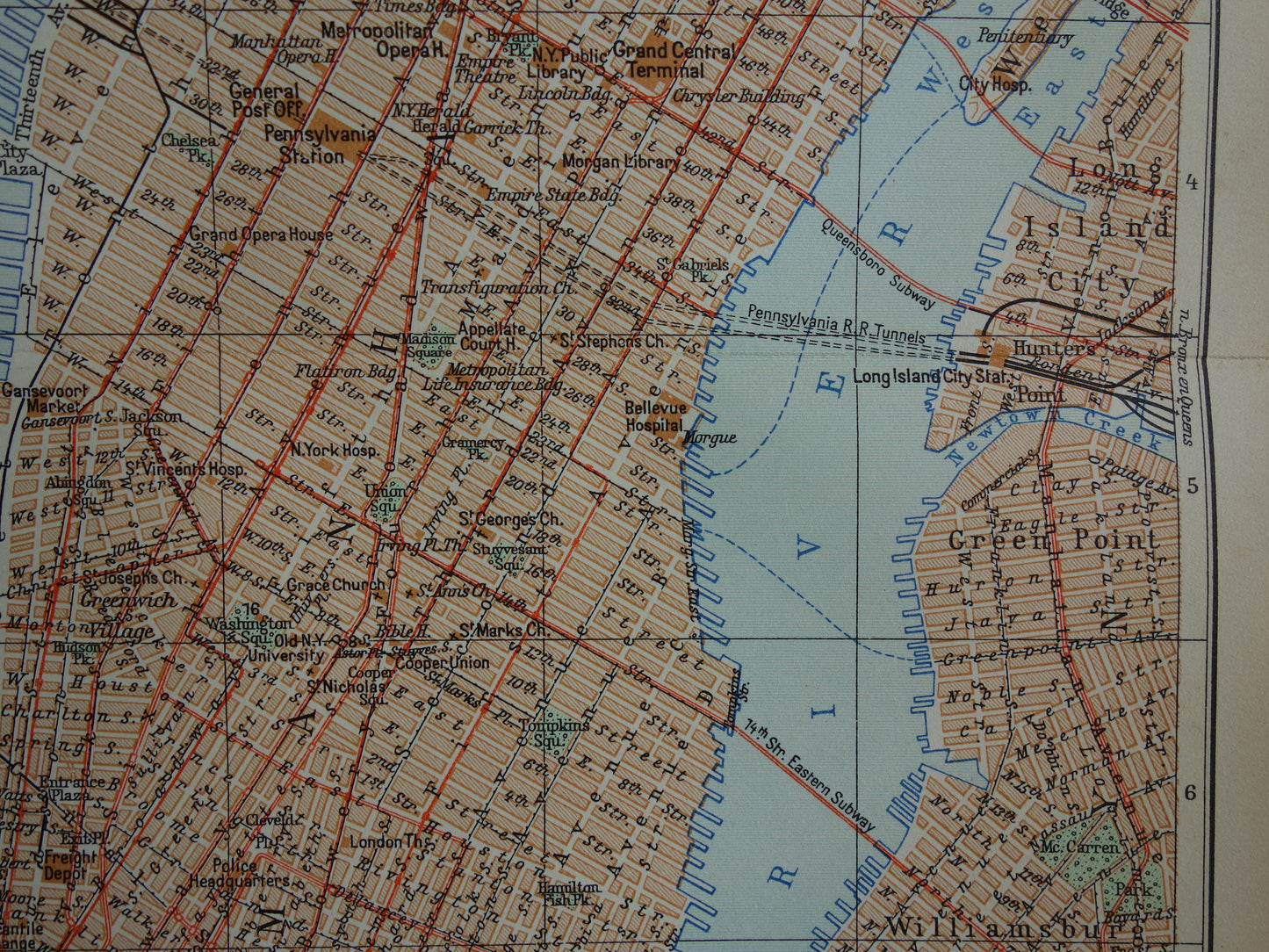 Oude plattegrond van New York uit 1937 originele Nederlandse kaart van New York City Vintage kaarten