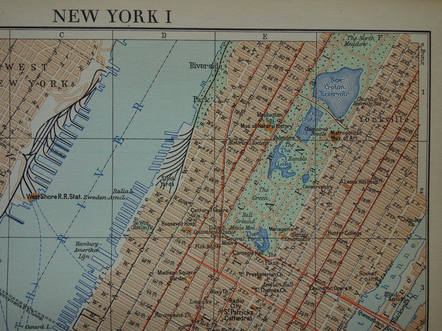 Oude plattegrond van New York uit 1937 originele Nederlandse kaart van New York City Vintage kaarten