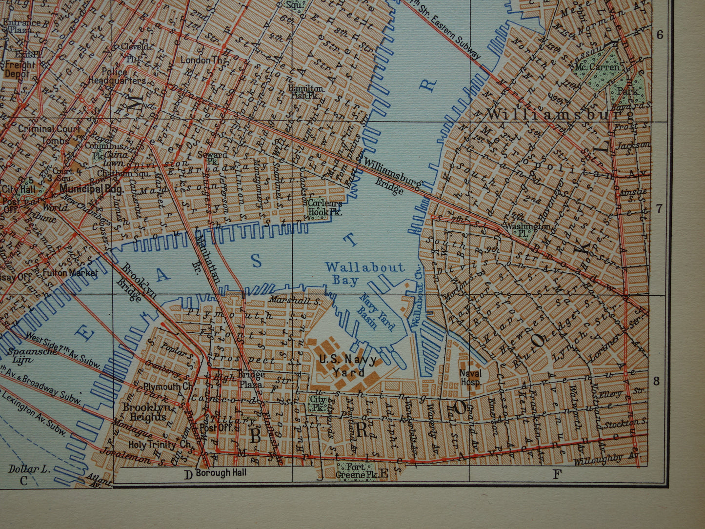 Oude plattegrond van New York uit 1937 originele Nederlandse kaart van New York City Vintage kaarten