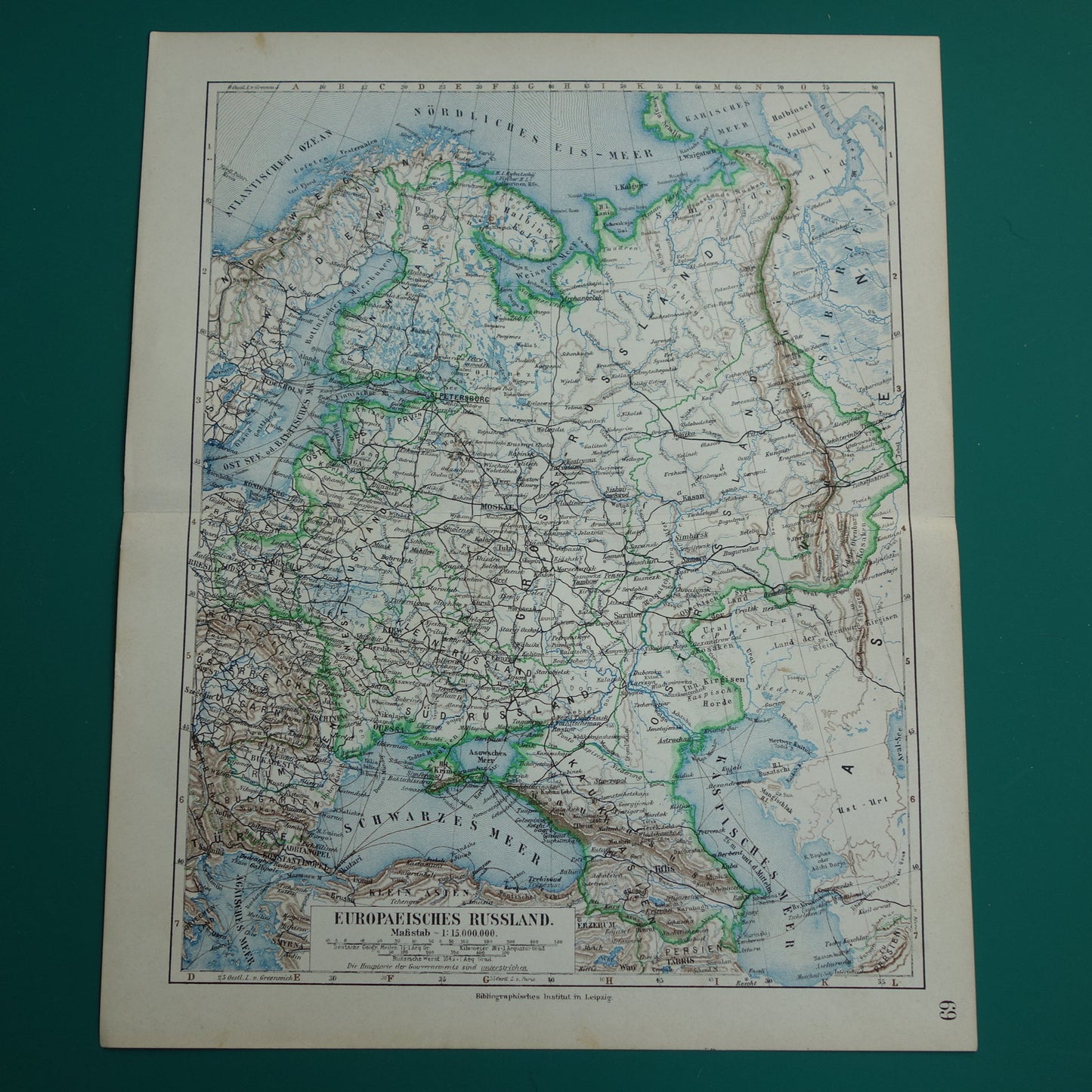EUROPEES RUSLAND oude kaart van Rusland 1905 originele antieke kaart Moskou Baltische Staten Russische Rijk