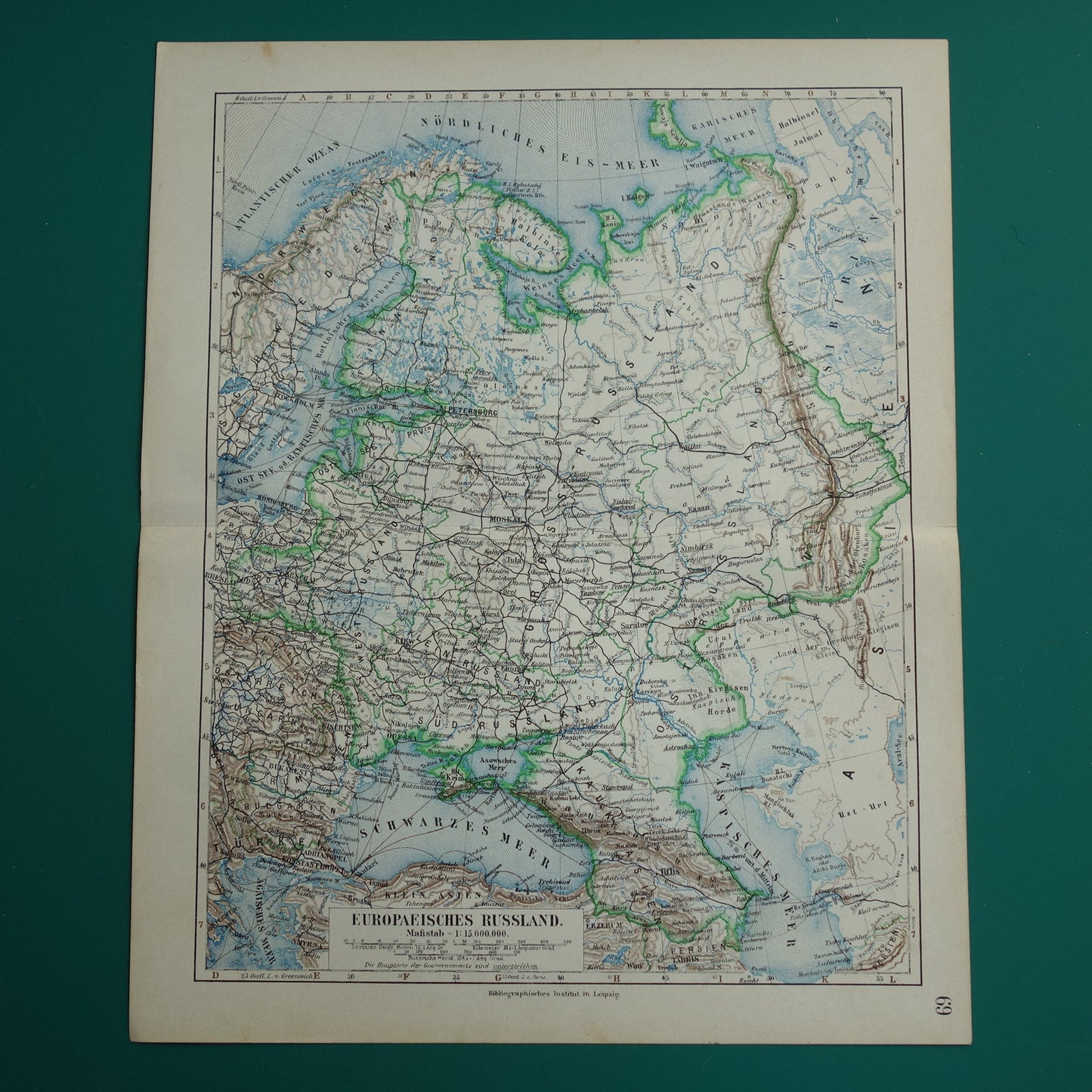 EUROPEES RUSLAND oude kaart van Rusland 1905 originele antieke kaart Moskou Baltische Staten Russische Rijk