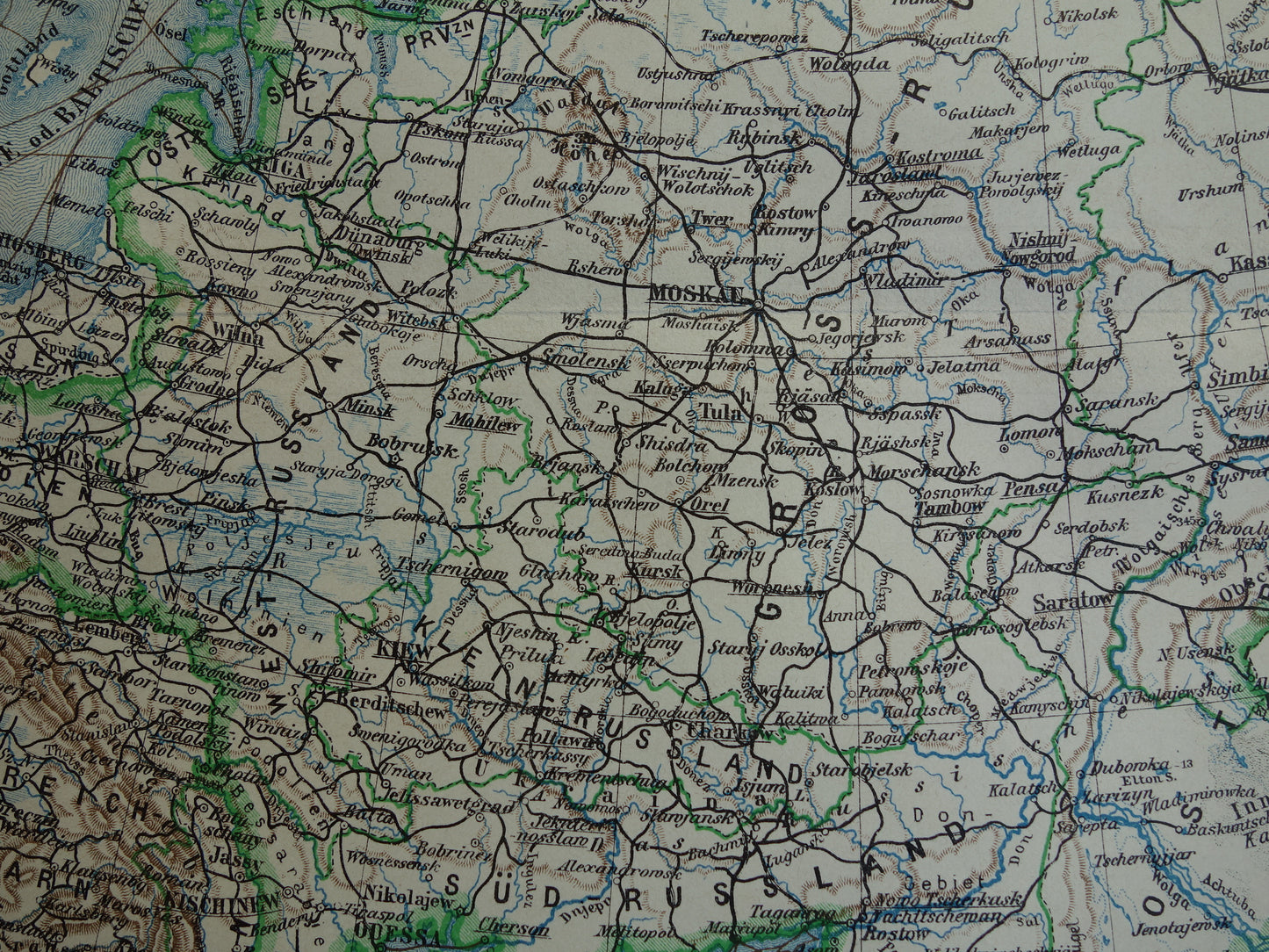 EUROPEES RUSLAND oude kaart van Rusland 1905 originele antieke kaart Moskou Baltische Staten Russische Rijk