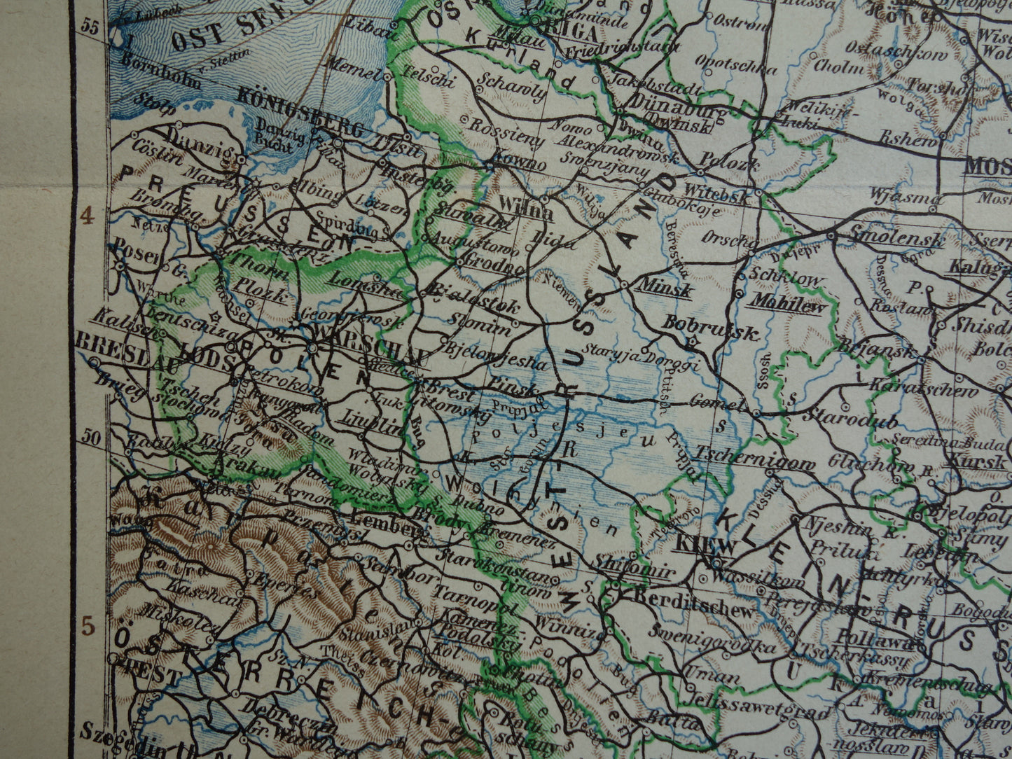 EUROPEES RUSLAND oude kaart van Rusland 1905 originele antieke kaart Moskou Baltische Staten Russische Rijk