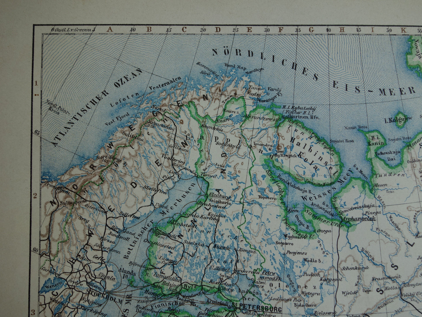 EUROPEES RUSLAND oude kaart van Rusland 1905 originele antieke kaart Moskou Baltische Staten Russische Rijk