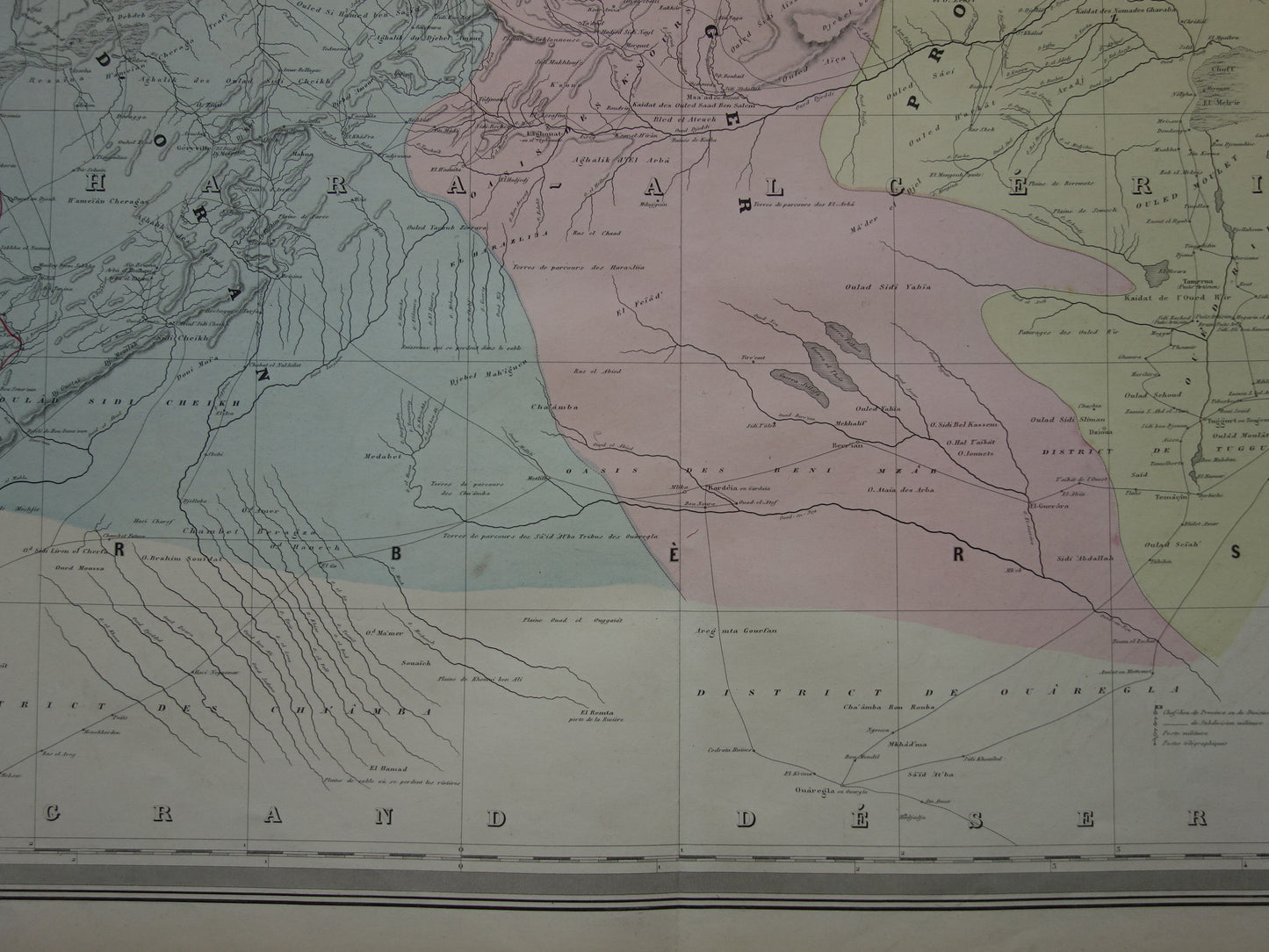 Algerije Grote oude landkaart uit 1880 Antieke kaart Algiers Originele vintage kaarten