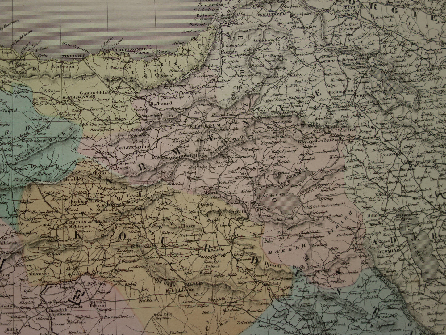TURKIJE Grote oude landkaart uit 1880 van Asia Minor Turkse Rijk in Azië Mooie handgekleurde Franse antieke kaart