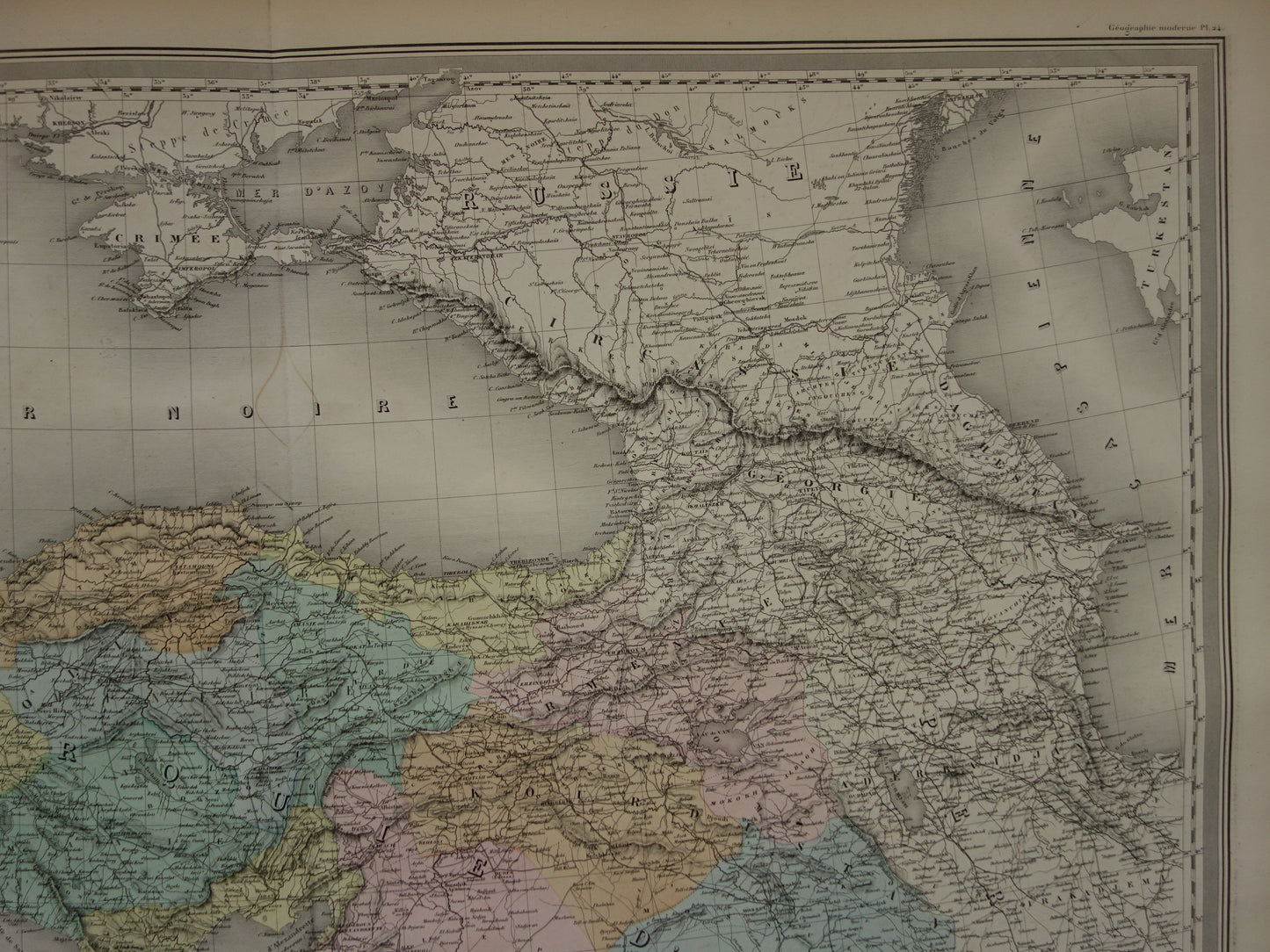 TURKIJE Grote oude landkaart uit 1880 van Asia Minor Turkse Rijk in Azië Mooie handgekleurde Franse antieke kaart