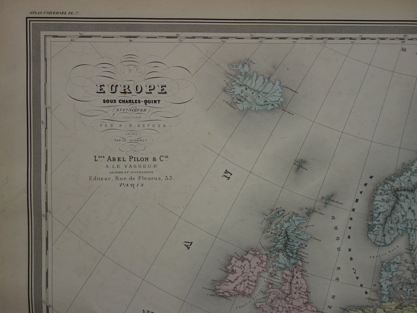 Kaart van Europa tijdens Keizer Karel de Vijfde Antieke landkaart Europees continent 16e eeuw vintage kaarten