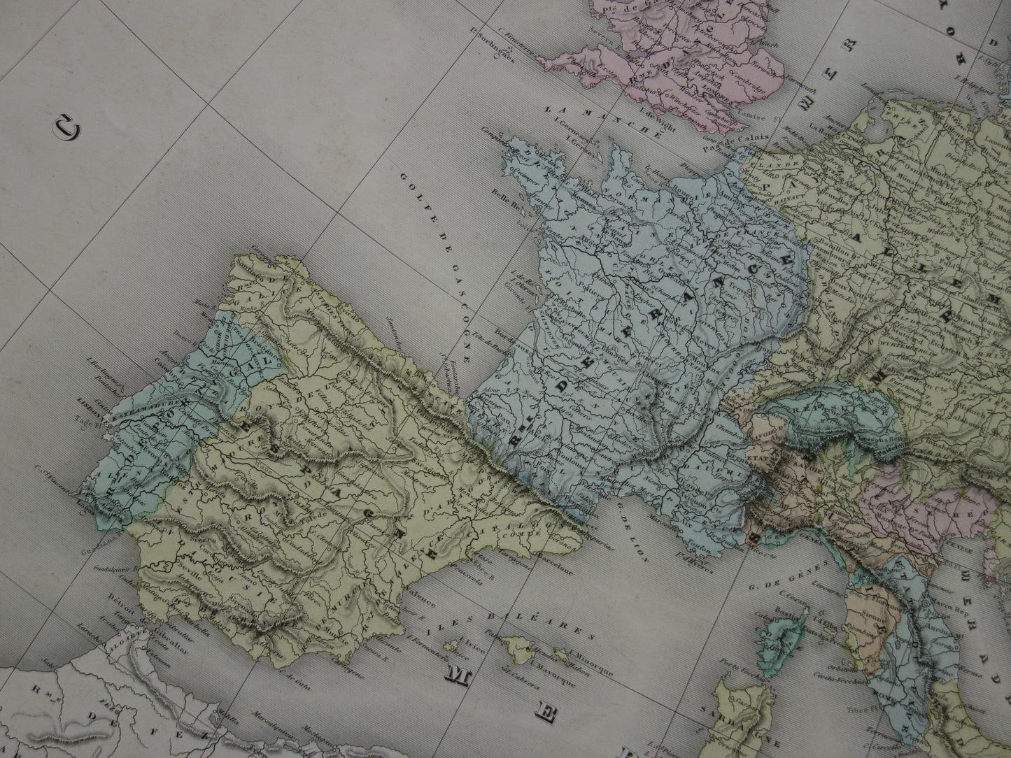 Kaart van Europa tijdens Keizer Karel de Vijfde Antieke landkaart Europees continent 16e eeuw vintage kaarten