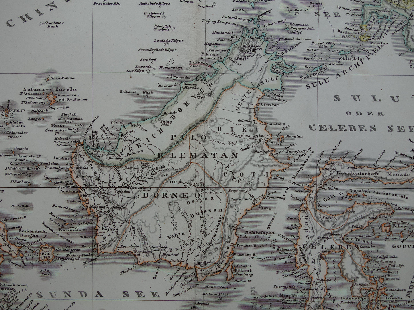 INDONESIË oude kaart Filipijnen Zuidoost-Azië 1867 Mooie originele oude landkaart van Batavia Atjeh Java