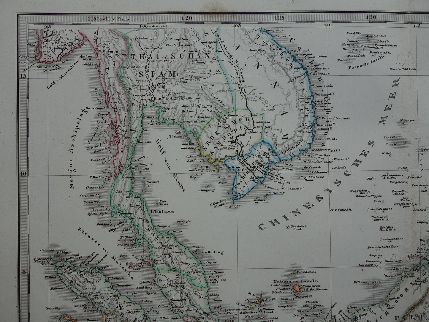 INDONESIË oude kaart Filipijnen Zuidoost-Azië 1867 Mooie originele oude landkaart van Batavia Atjeh Java