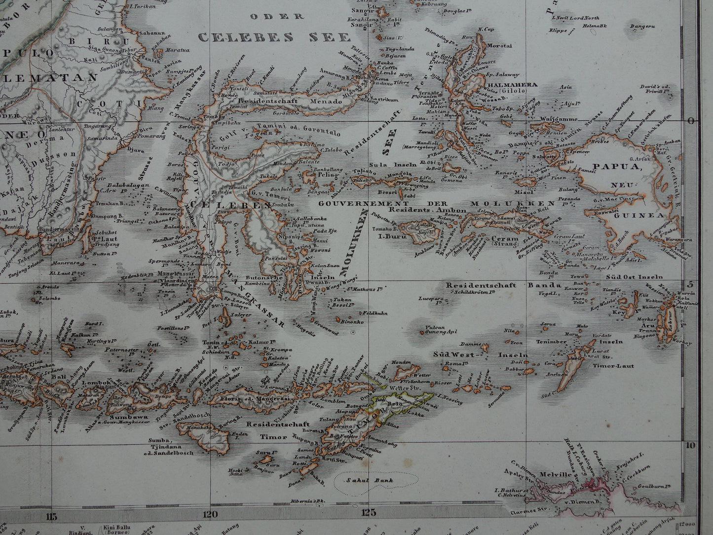 INDONESIË oude kaart Filipijnen Zuidoost-Azië 1867 Mooie originele oude landkaart van Batavia Atjeh Java