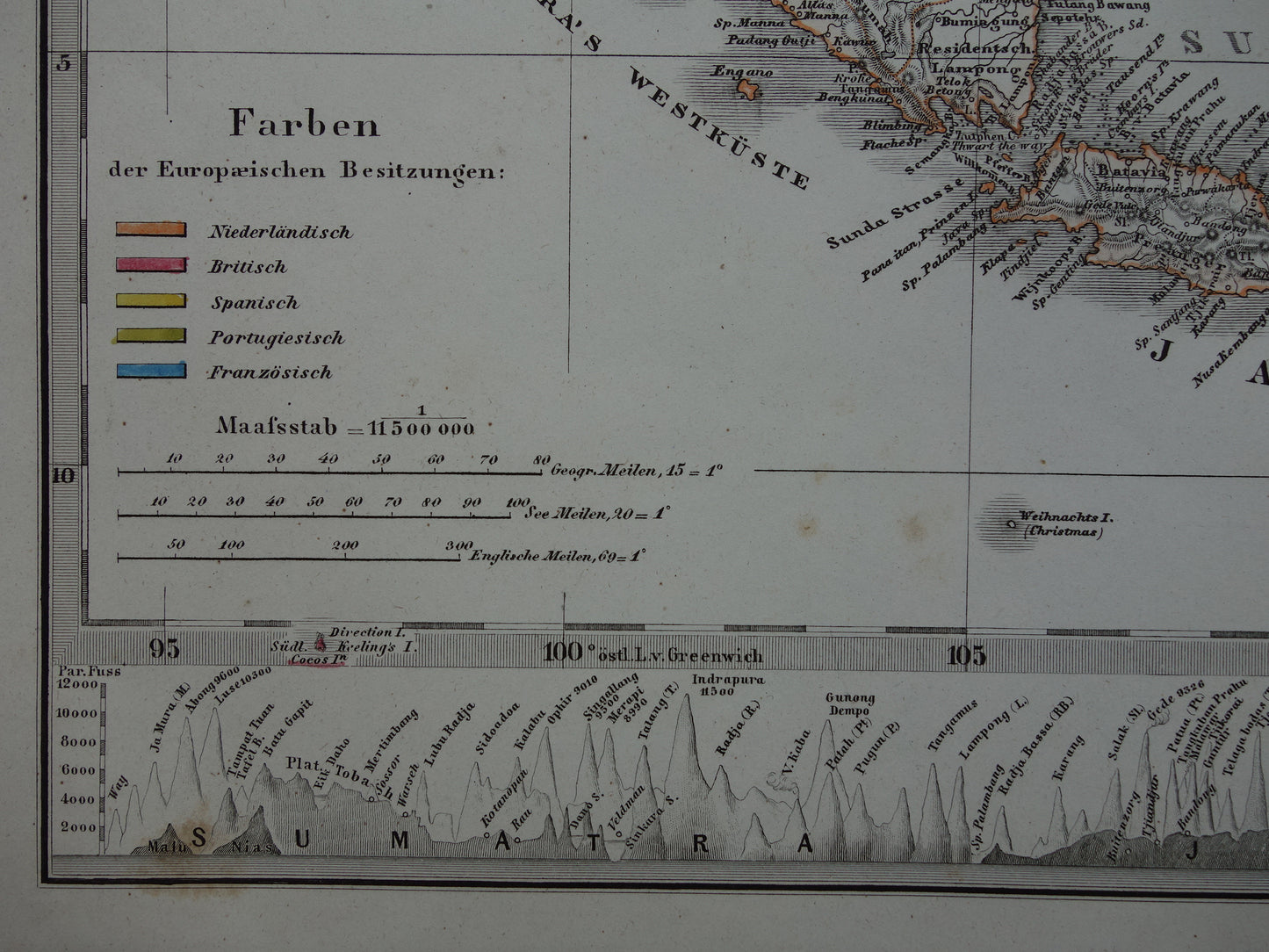 INDONESIË oude kaart Filipijnen Zuidoost-Azië 1867 Mooie originele oude landkaart van Batavia Atjeh Java