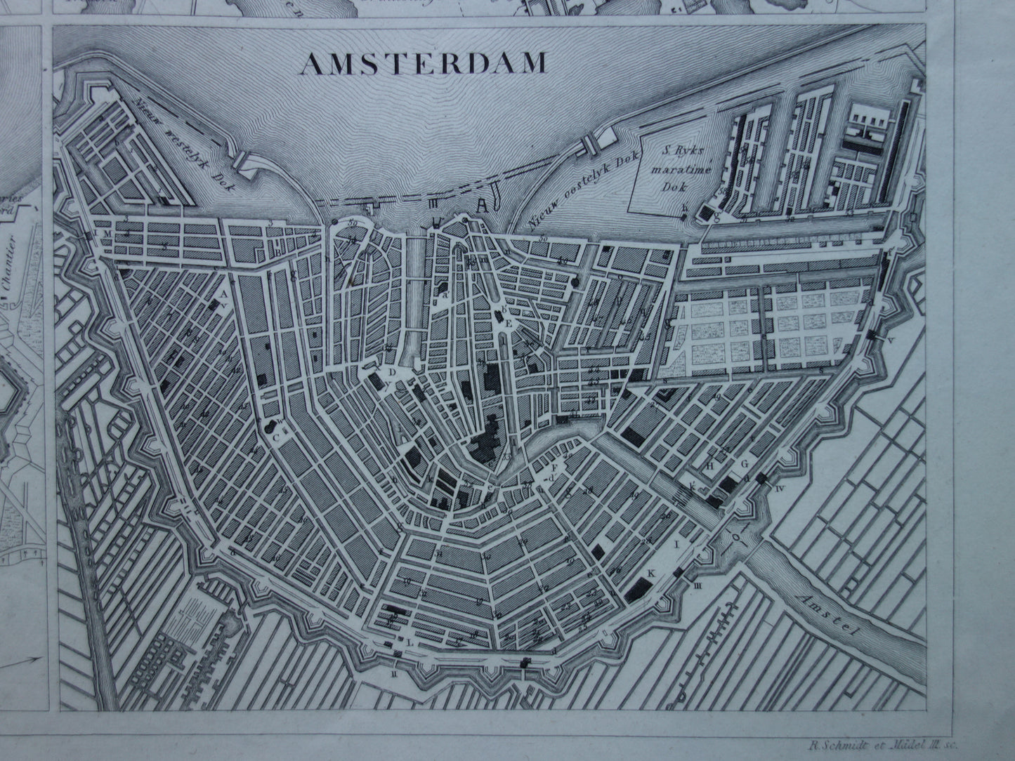 Amsterdam Antwerpen Stockholm Kopenhagen antieke plattegrond 170+ jaar oude kaart met plattegronden van Europese steden uit 1849 - originele vintage historische kaarten