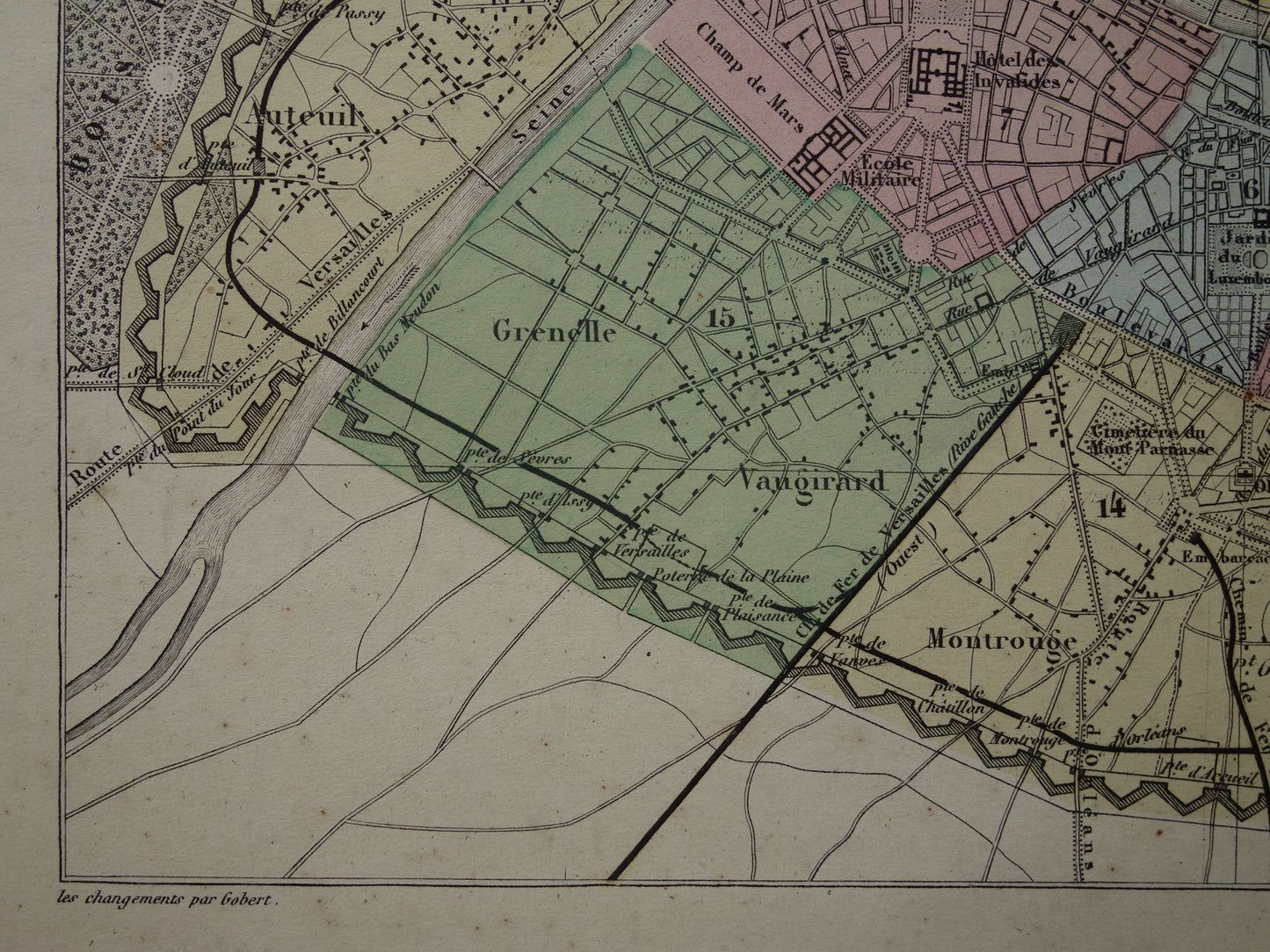 Oude kaart van Parijs uit 1870 Originele antieke plattegrond van Parijs