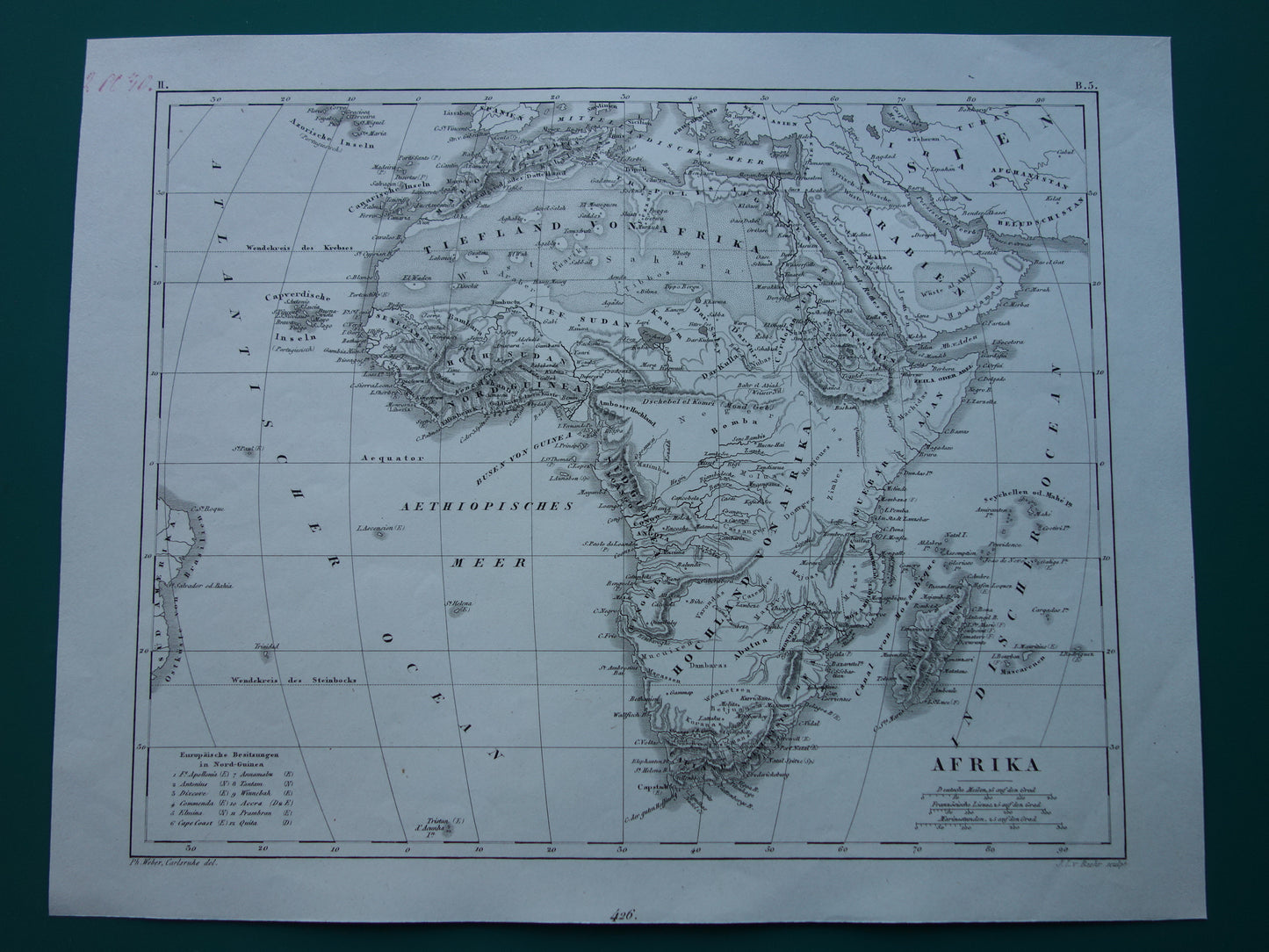 AFRIKA antieke kaart van Afrika 170+ jaar oude landkaart van continent uit 1849 - originele vintage historische kaarten