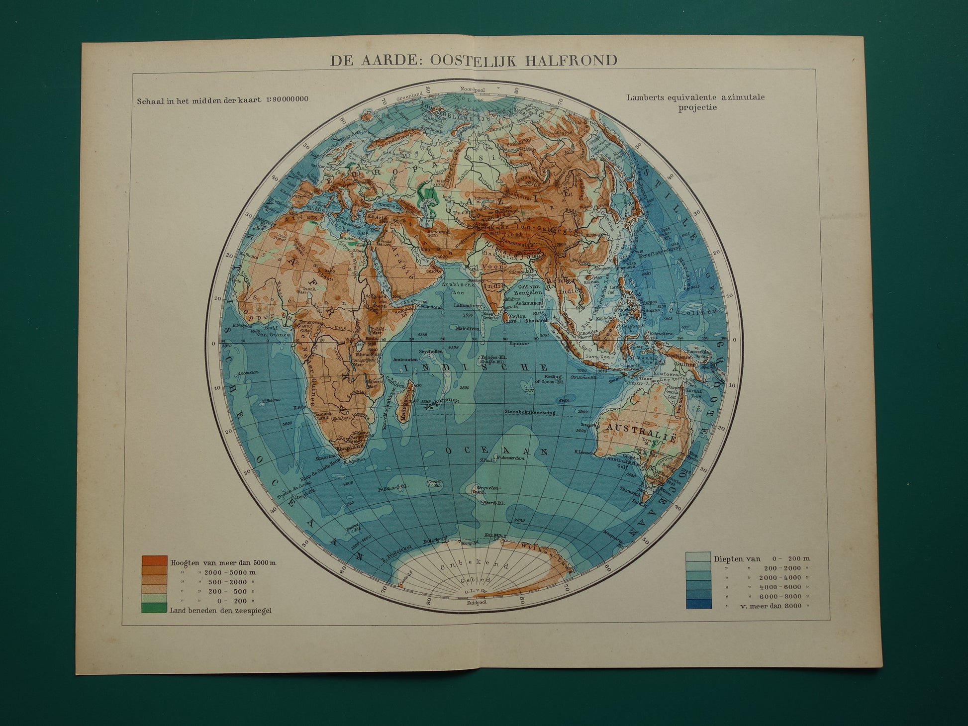 kaart van het oostelijk halfrond uit het jaar 1932