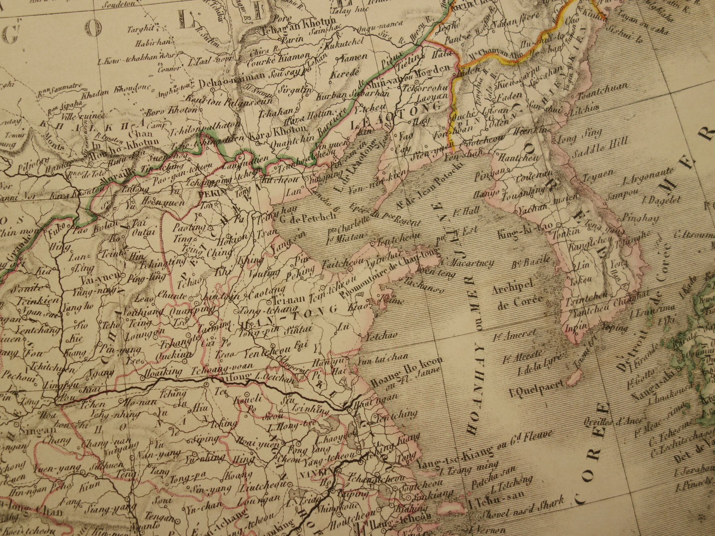 CHINA oude kaart van Chinese Rijk uit 1851 Grote antieke landkaart van Japan Korea China - originele vintage historische kaarten