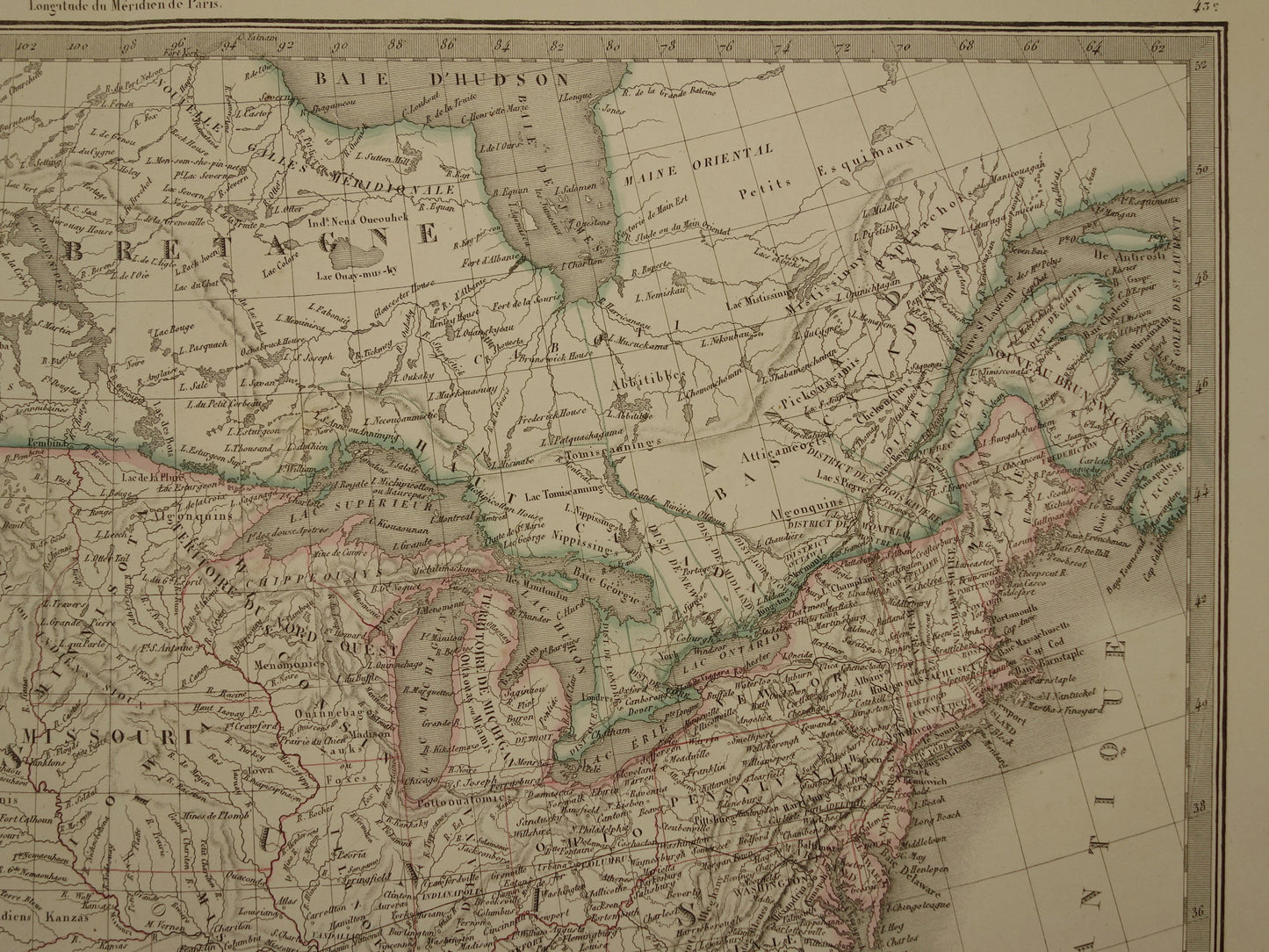 Verenigde Staten van Amerika antieke landkaart uit 1851 - Originele oude Franse kaart van de VS