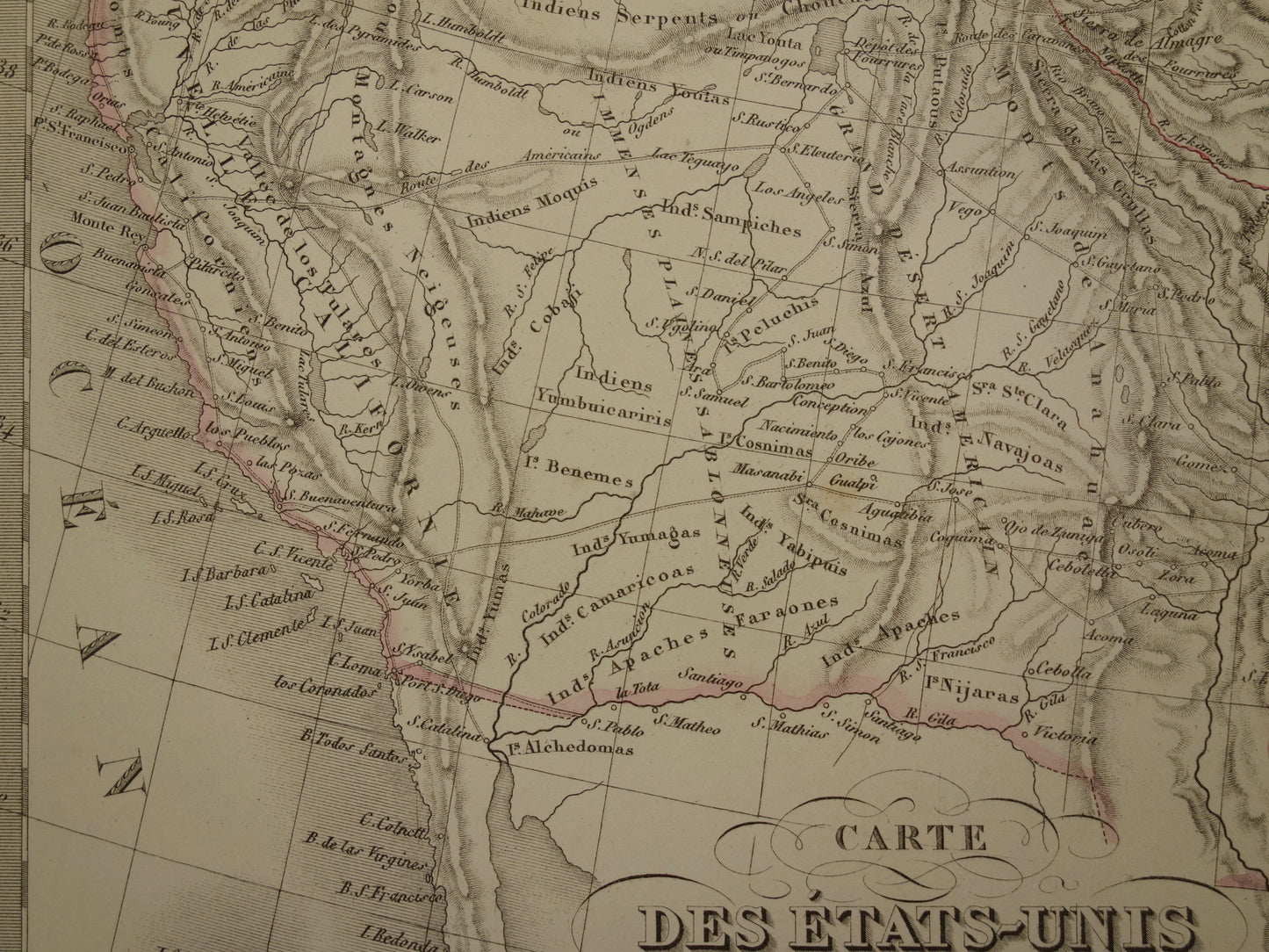 Verenigde Staten van Amerika antieke landkaart uit 1851 - Originele oude Franse kaart van de VS