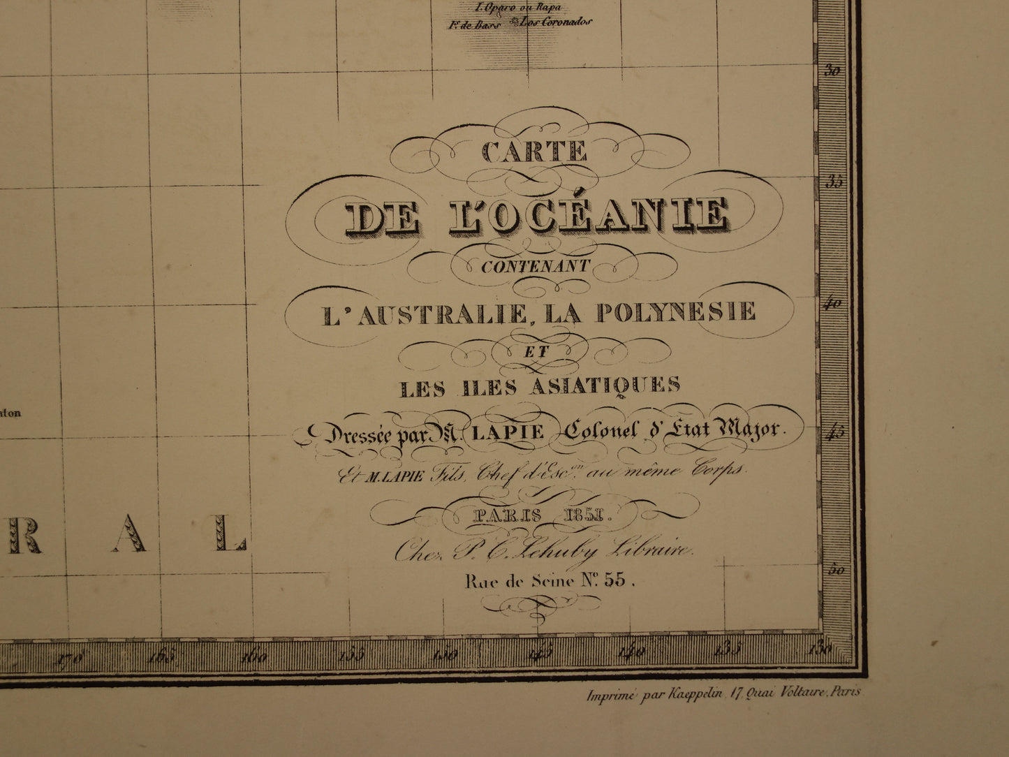 OCEANIË grote oude landkaart van Australië Nieuw-Zeeland uit 1851 - Antieke kaart Indonesië - Originele vintage kaarten