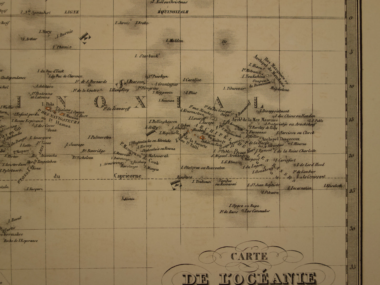 OCEANIË grote oude landkaart van Australië Nieuw-Zeeland uit 1851 - Antieke kaart Indonesië - Originele vintage kaarten