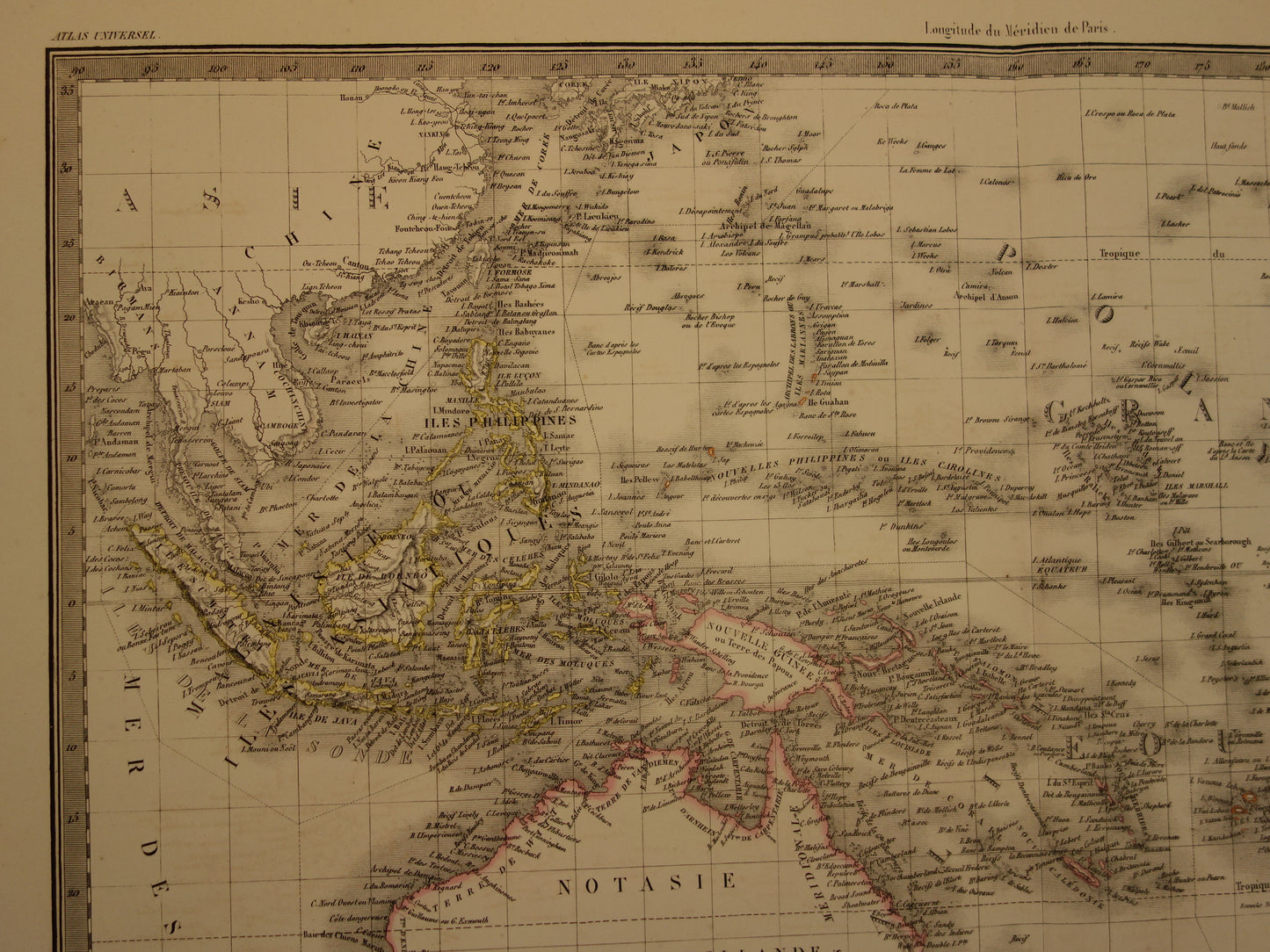 OCEANIË grote oude landkaart van Australië Nieuw-Zeeland uit 1851 - Antieke kaart Indonesië - Originele vintage kaarten