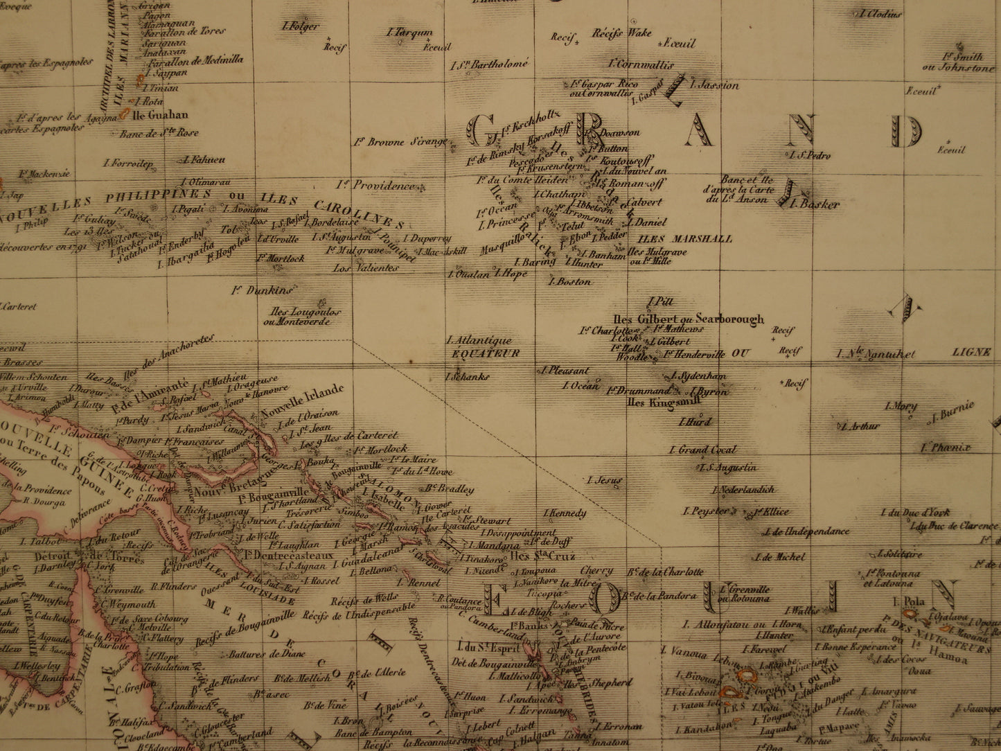 OCEANIË grote oude landkaart van Australië Nieuw-Zeeland uit 1851 - Antieke kaart Indonesië - Originele vintage kaarten