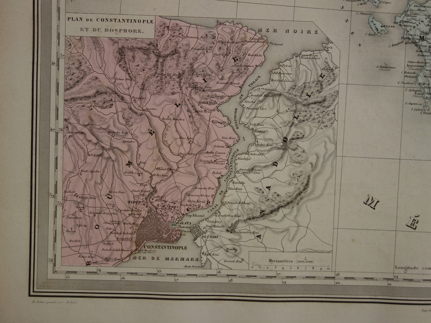 BALKAN antieke kaart van Griekenland Turkse Rijk uit 1880 - Grote oude kaart van Roemenië Bulgarije Servië Bosnië Montenegro