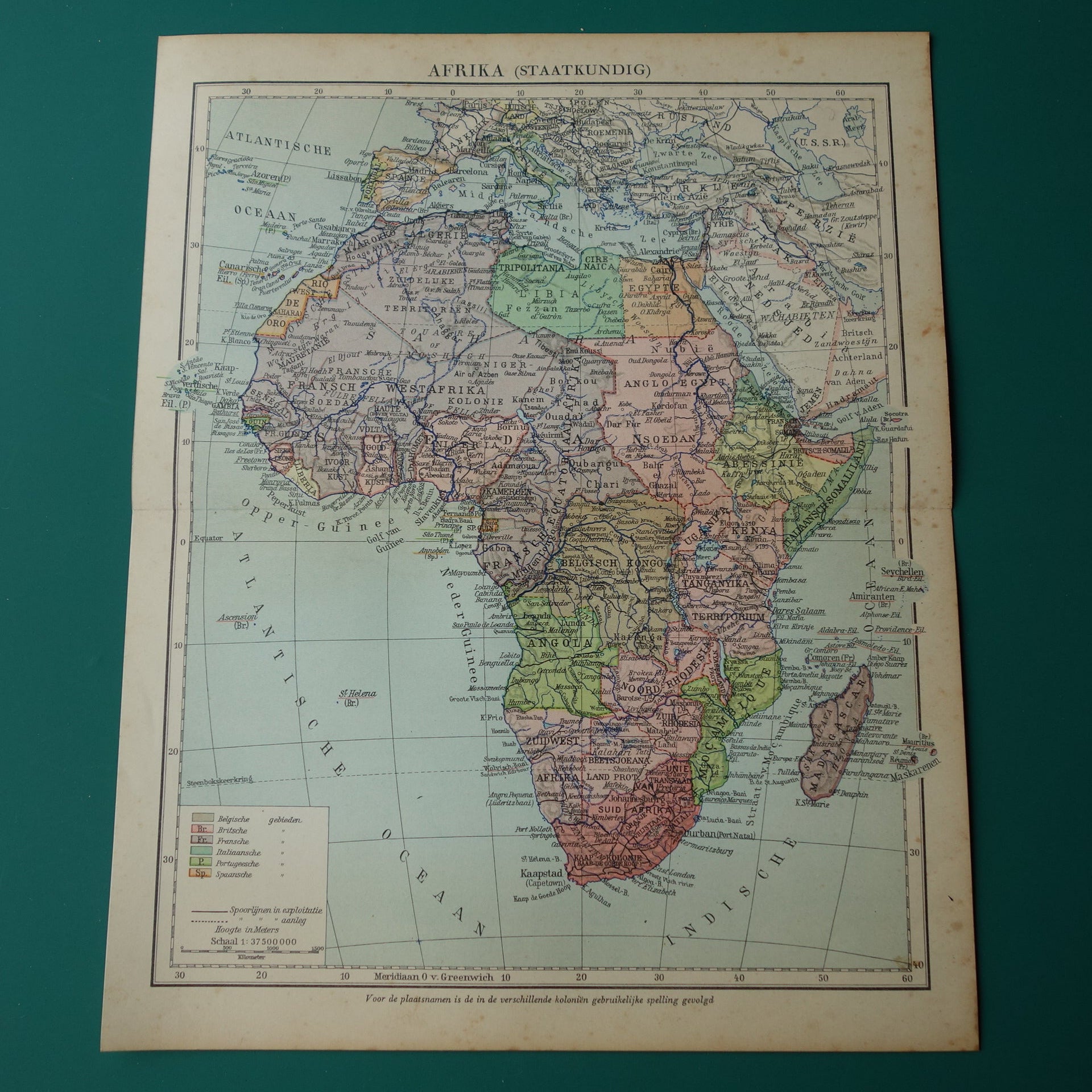 Afrika in het jaar 1932 kaart